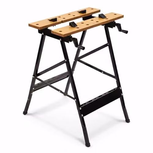Oypla Foldable Trestle Workbench in Black with 100kg Capacity – 1