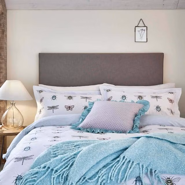 Helena Springfield Basildon Kingsize Reversible Striped Cotton Duvet Cover and Pillowcase Set in Pink, Blue and White, 180 x 200 cm