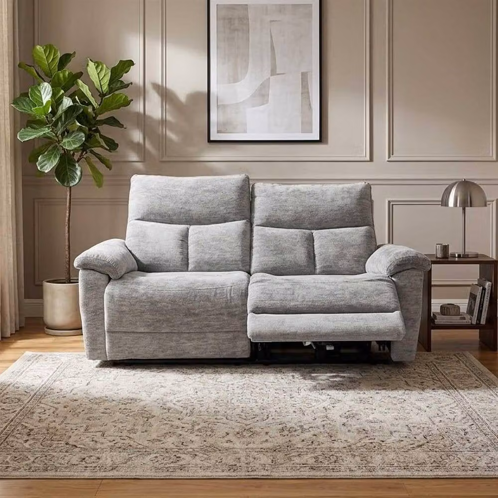 Furnishings For Less UK Kent Electric Reclining 3 Seater Fabric Sofa in Dove Grey with USB Charging – 2