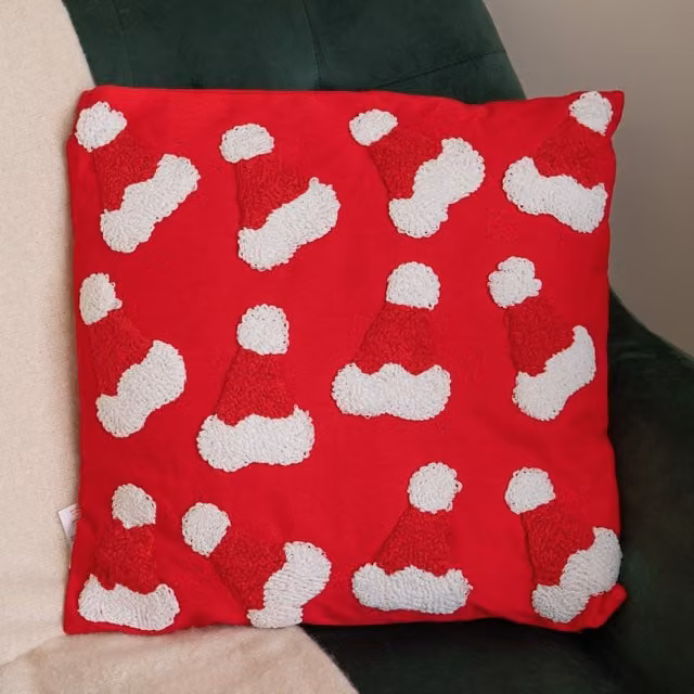 Samuel Alexander Red and White Santa Hat Christmas Cushion, W/D/H: 43 x 43 x 43 cm