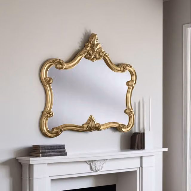 Yearn Classic Carved Landscape Wall Mirror in Gold