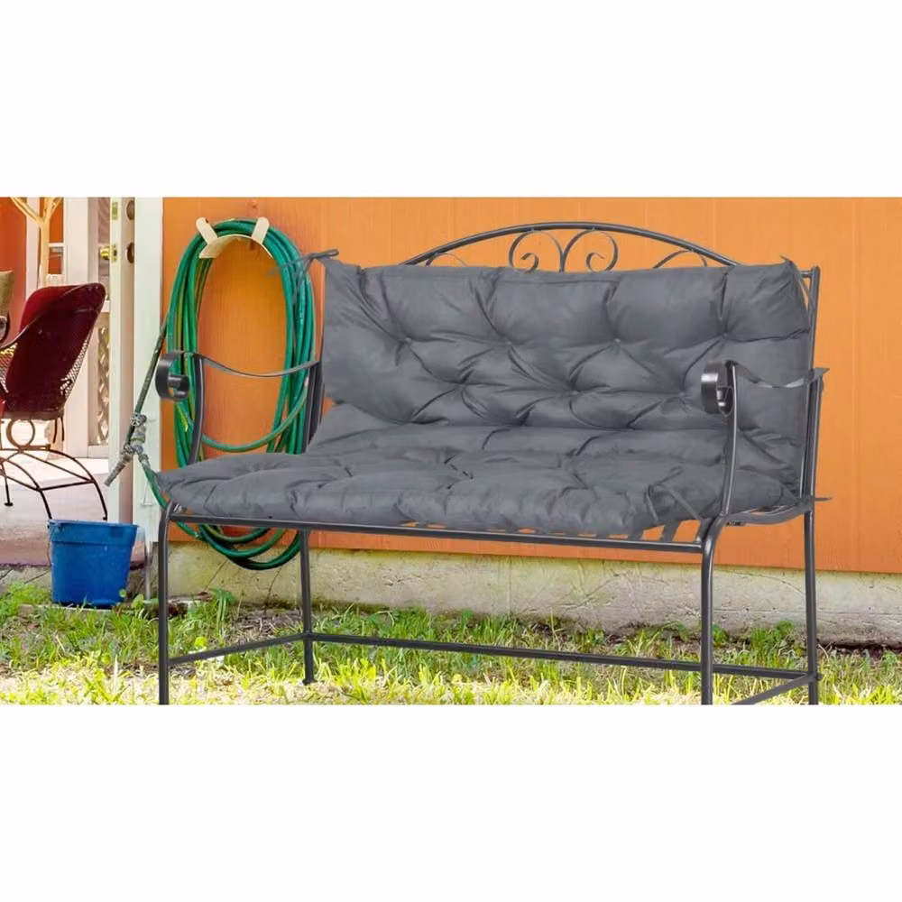 VOGREX 2 Seater Garden Bench Cushion with Ties, Dark Grey – 3