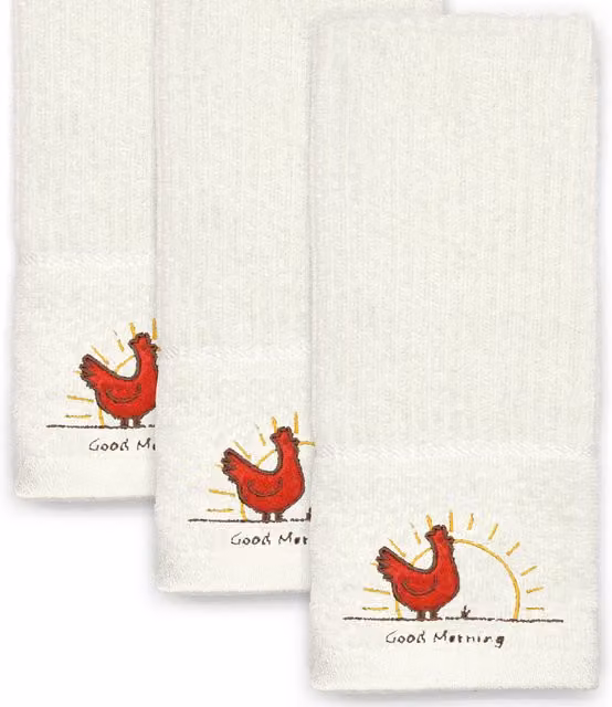 Kitchen Trends Set of 3 Highly Absorbent Cotton Tea Towels in Beige and White