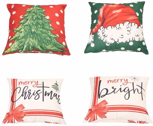 Living and Home Christmas Themed Multicolour Plush Decorative Pillow Case – 1