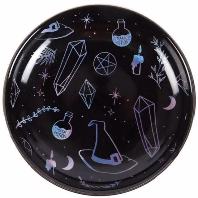 Something Different KDMD Crystal Witch Print Ceramic Trinket Dish in Black and Blue – 2