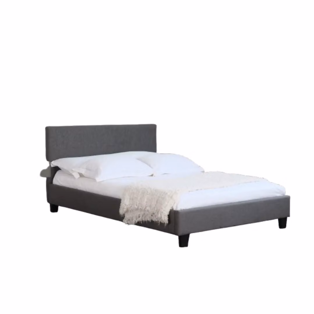 Comfy Living Ltd Modern Upholstered Fabric Bedframe in Grey, W/D/H: 120 x 200 cm – 2