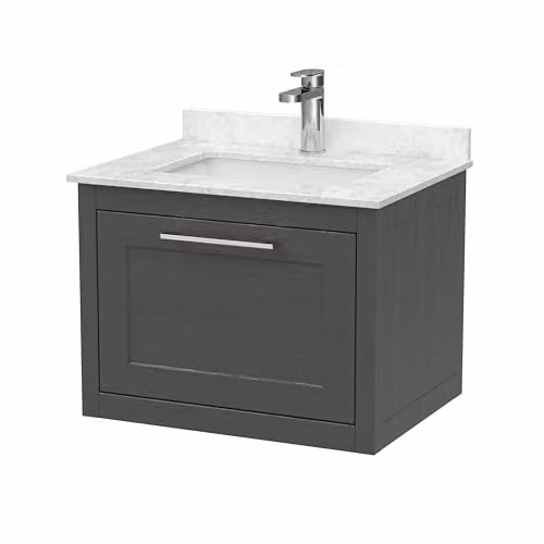 Balterley Modern Wall Mounted Single Drawer Bathroom Vanity Unit with Basin in Matt Grey, W/D/H: 60 x 47 x 53 cm – 5