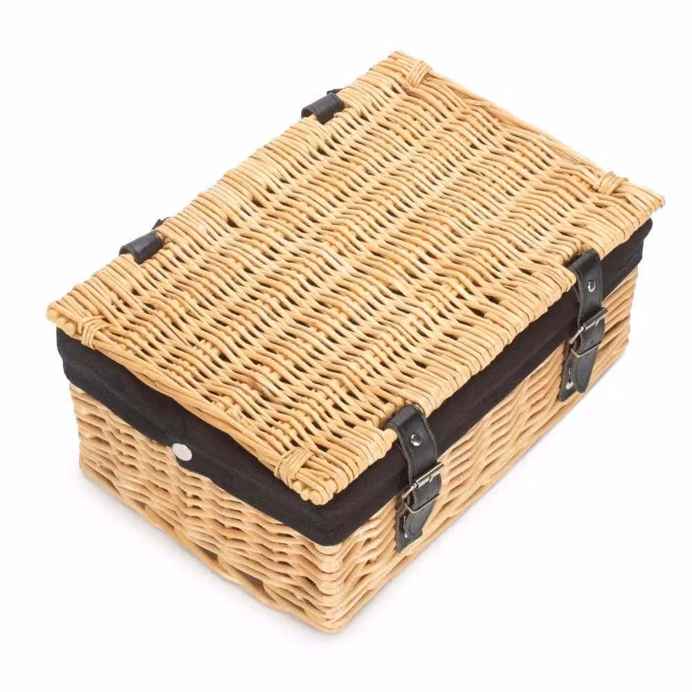 Red Hamper Empty Picnic Basket in Black and Buff Wicker with Handles, W: 36 cm – 2