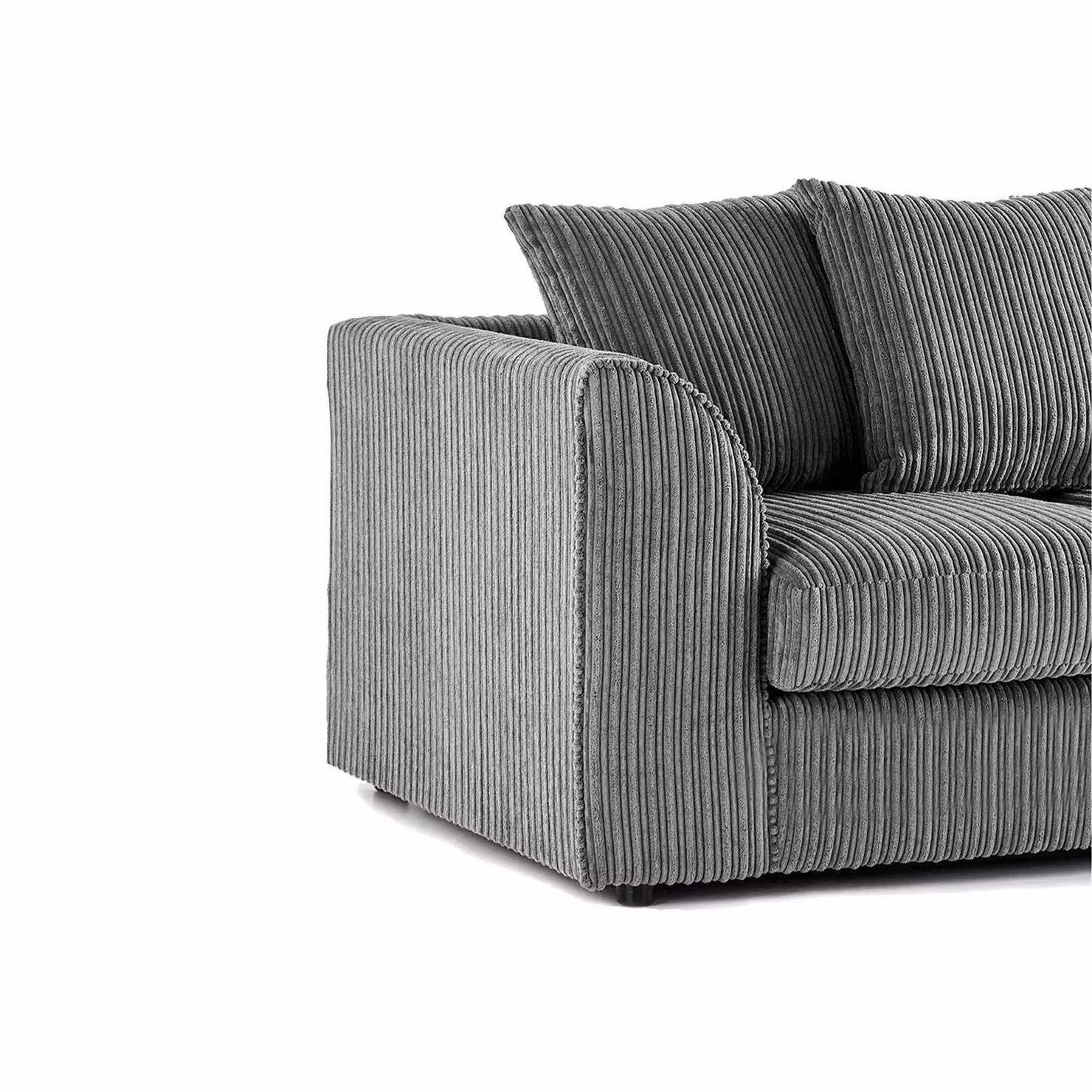 Furnishings For Less UK Luxor 3 Piece Sofa Suite in Grey Jumbo Cord Fabric with Scatter Cushions – 3