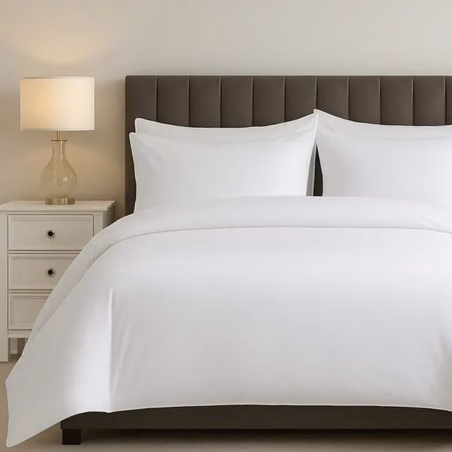 Sweet Dreams Elegant White Percale Cotton Duvet and Pillowcase Set, King Size