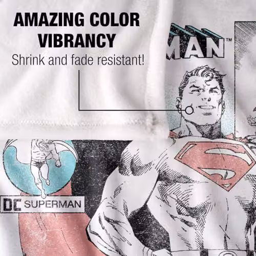 Warner Bros. Superman Comic Panels Super Soft Fleece Throw Blanket, Multicolour, W: 127.0 cm x D: 152.4 cm – 2