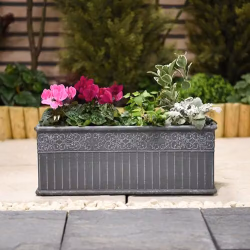 Garden Gear Damask Lead Effect Planters, Grey, Set of 3 – 2