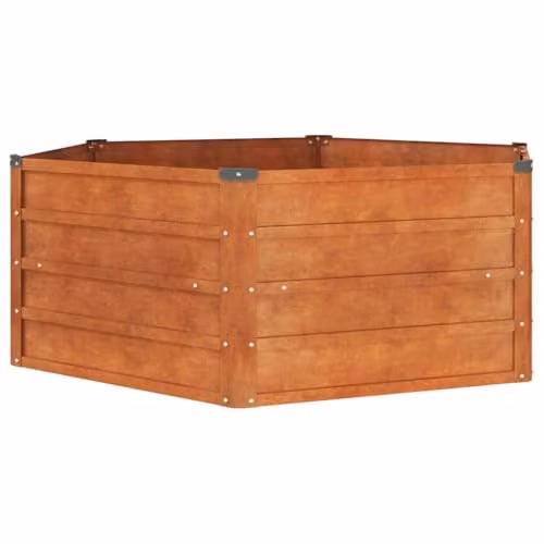 vidaXL Rusty Corten Steel Hexagon Raised Garden Bed in Brown, W/D/H: 129 x 129 x 45 cm