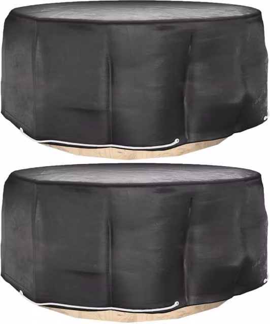 Berkfield Home Set of 2 Black Round Garden Furniture Covers with 10 Eyelets, Diameter: 260 cm, Height: 90 cm