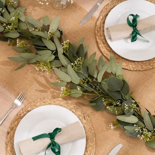 Scottish Everlastings Ltd Premium Eucalyptus and Gyp Garland in Green, 150 cm
