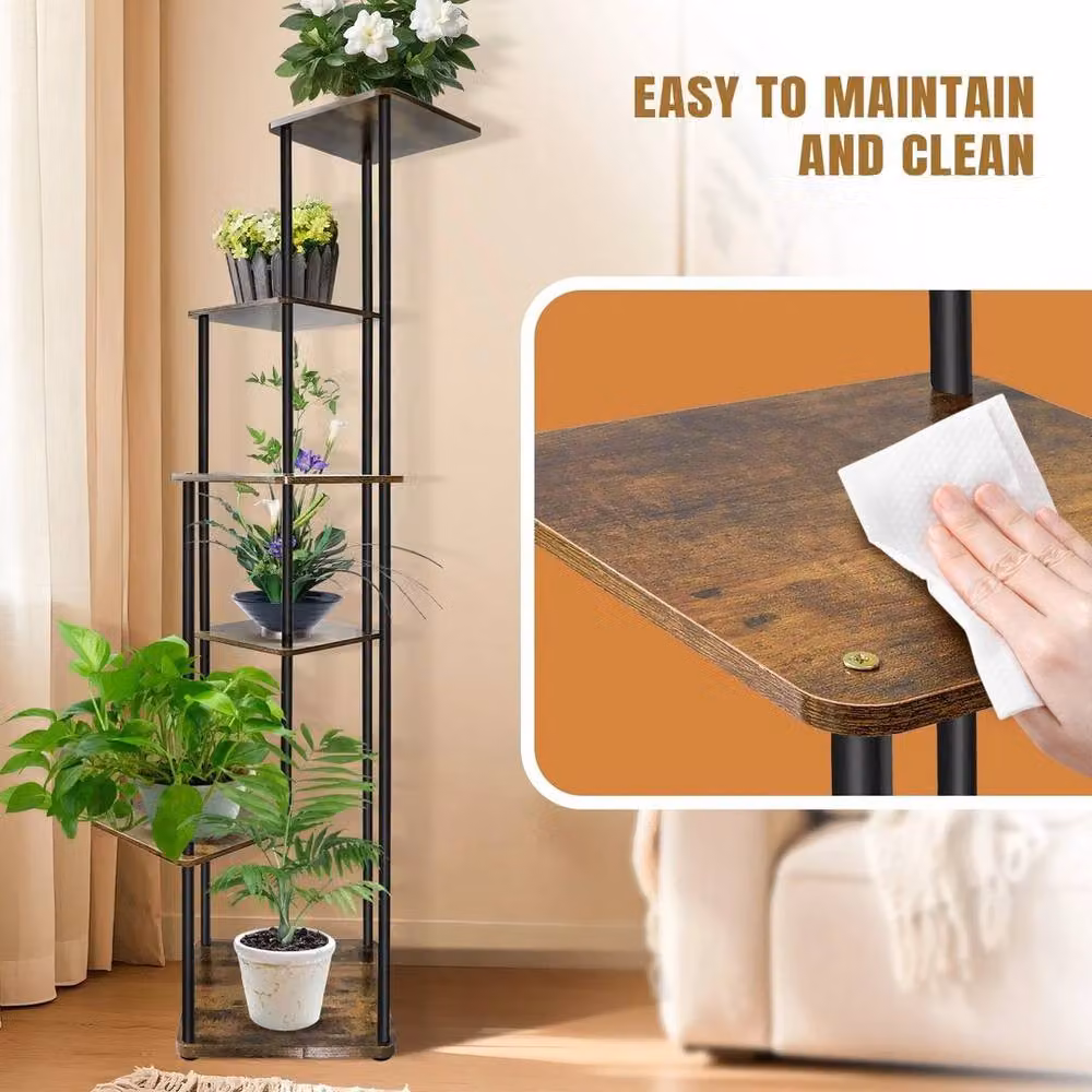 EONLION 6 Tier Tall Corner Plant Stand in Brown – 2
