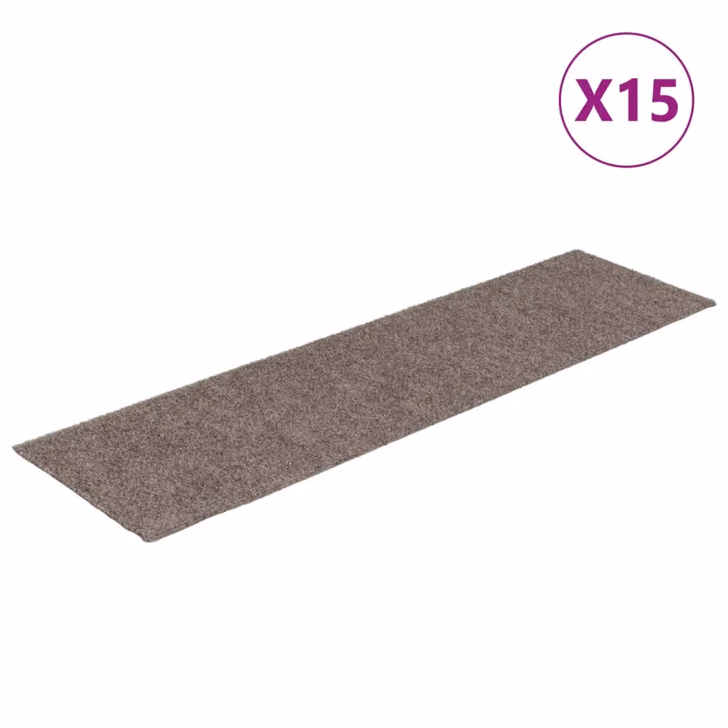 Berkfield Home Self-adhesive Rectangular Stair Mats, 15 Pieces, Beige, W: 76 cm, D: 20 cm – 2