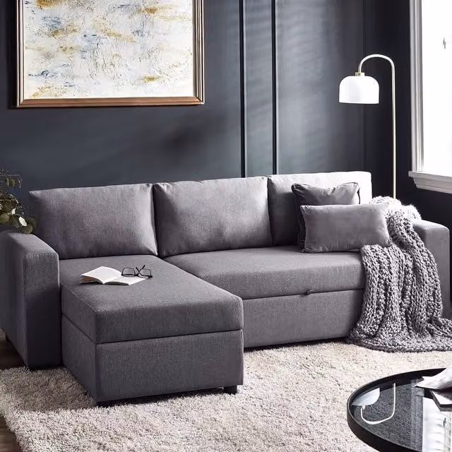 Julian Bowen Angel L-Shape Fabric Sofabed in Grey