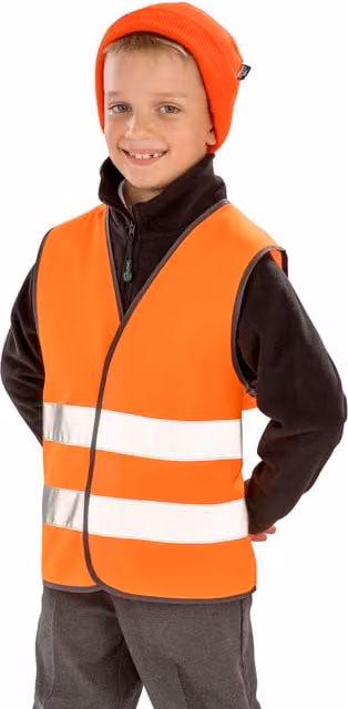 SAFE-GUARD Hi Vis Orange Childrens Safety Vest for Ages 10-12 Years