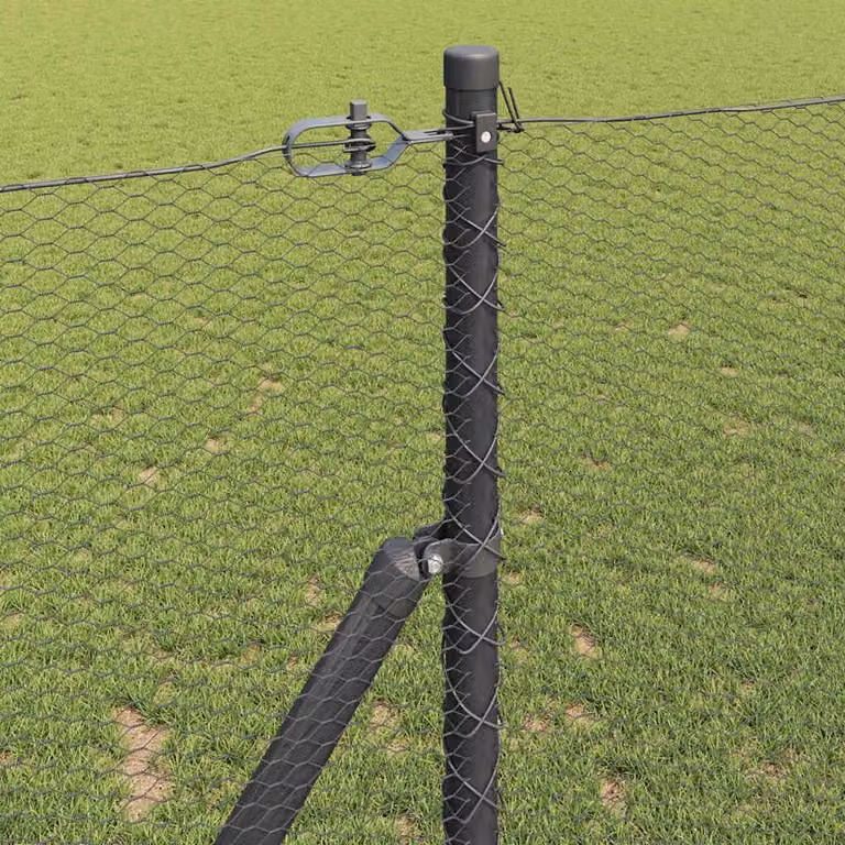 Berkfield Home Set of 2 Grey Galvanised Steel Round Fencing