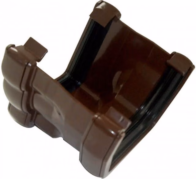 FloPlast PVC Half Round to PVC Ogee Right Hand Gutter Adaptor, Brown