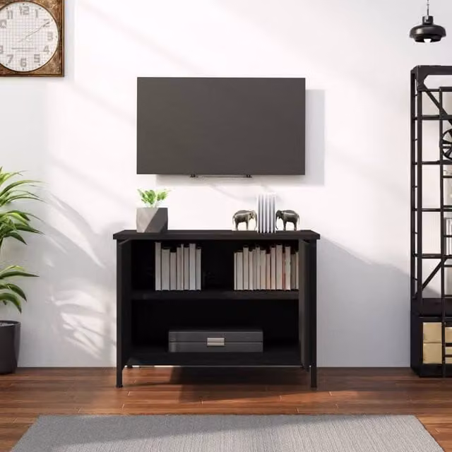 Berkfield Home Modern Black TV Cabinet with Doors, W/D/H: 60 x 35 x 45 cm – 1