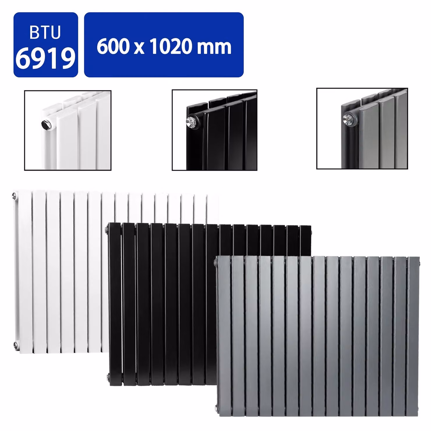 MCC Direct Designer Flat Panel Double Radiator in Black, H: 60 cm x W: 102 cm – 3