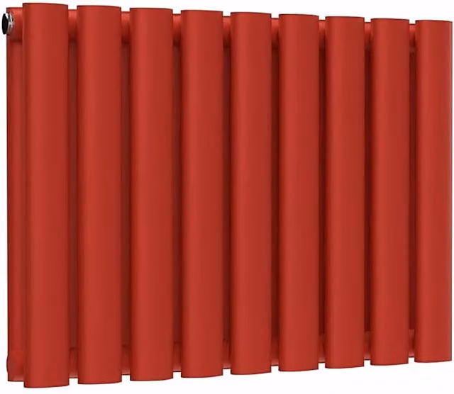 Lux Heat Oval Horizontal Double Radiator in Poppy Red, W: 54 cm, H: 40 cm