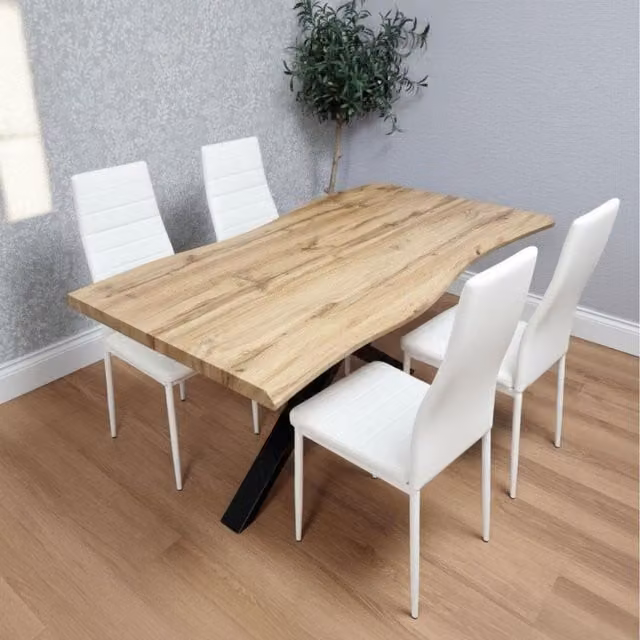 KOSY KOALA Minimalist Rectangular Dining Table and 4 Chairs Set in White, Brown or Black