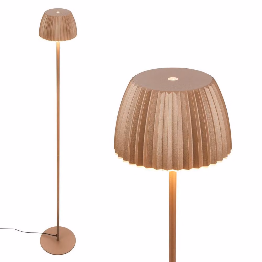 Briloner LED Floor Lamp in Brown, Dimmable Warm White Reading Light with USB-C, Height: 124 cm – 2