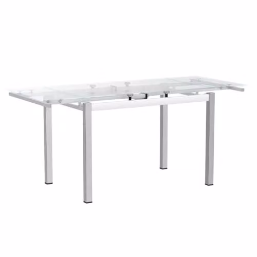 FurnitureboxUK Enna White Glass Extending Rectangular Dining Table with Grey Accents – 4