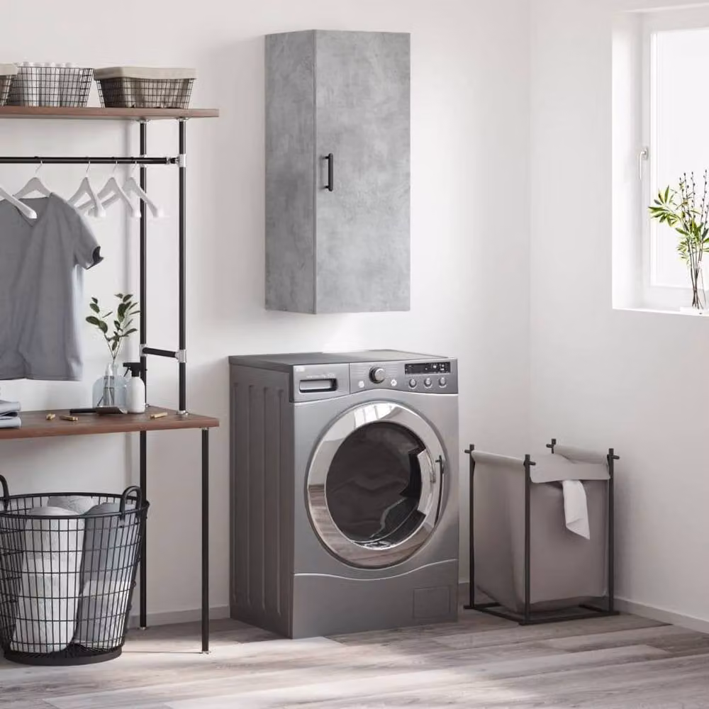 Berkfield Home Wall Mounted Cabinet in Concrete Grey, W/D/H: 34.5 x 34 x 90 cm – 2