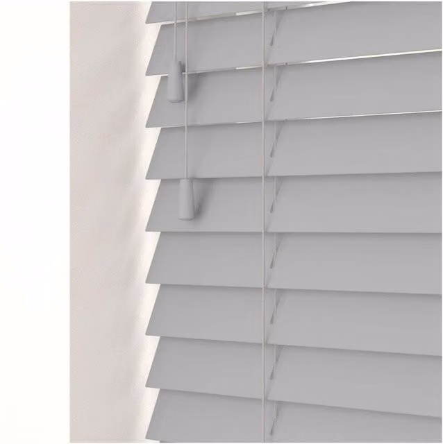 NewEdgeBlinds Smooth Finish Faux Wood Venetian Blinds with Cord, Dove Grey, W: 90 cm, H: 120 cm