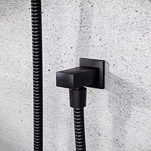 Nes Home Matt Black Wall Mounted Square Concealed Connector Shower Hose Outlet Elbow – 1