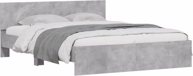 Berkfield Home Durable Bed Frame with Headboard in Grey, W/D/H: 140 x 190 cm – 1