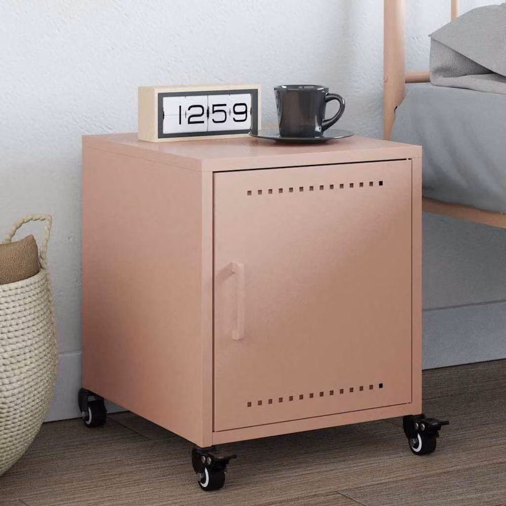Berkfield Home Pink Metal Bedside Cabinet W/D/H: 36 x 38.5 x 43.5 cm – 2