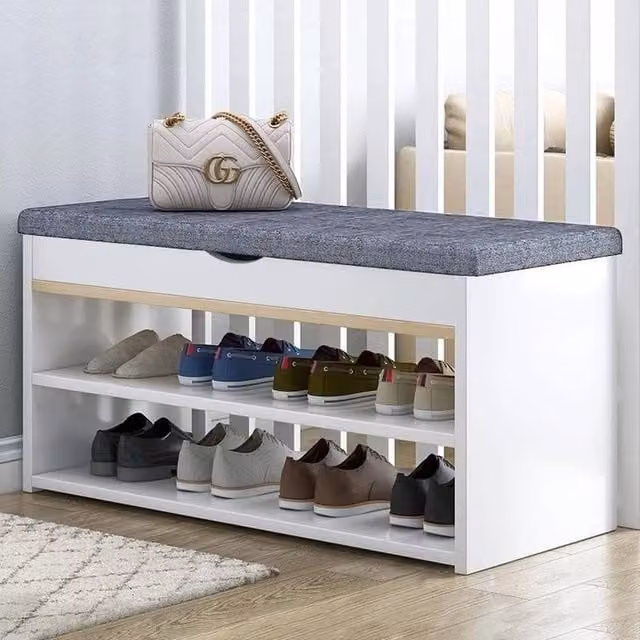 EONLION 3 Tier Wooden Shoe Rack Storage Organiser in White, Width: 100 cm – 1
