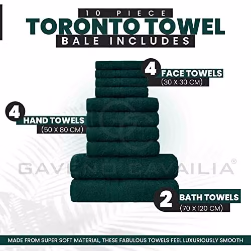 GAVENO CAVAILIA 10 Piece Soft 100% Cotton Towel Bale Set in Green – 3