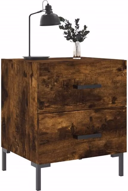 Berkfield Home Modern Bedside Cabinet in Smoked Oak Brown, W: 40 cm, D: 35 cm, H: 47.5 cm – 1