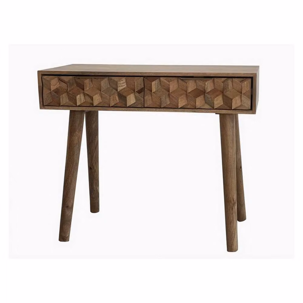 Jaipur Furniture Ltd Geometric Mango Wood Console Table with 2 Drawers, Brown, W91 x D40 x H76 cm – 2