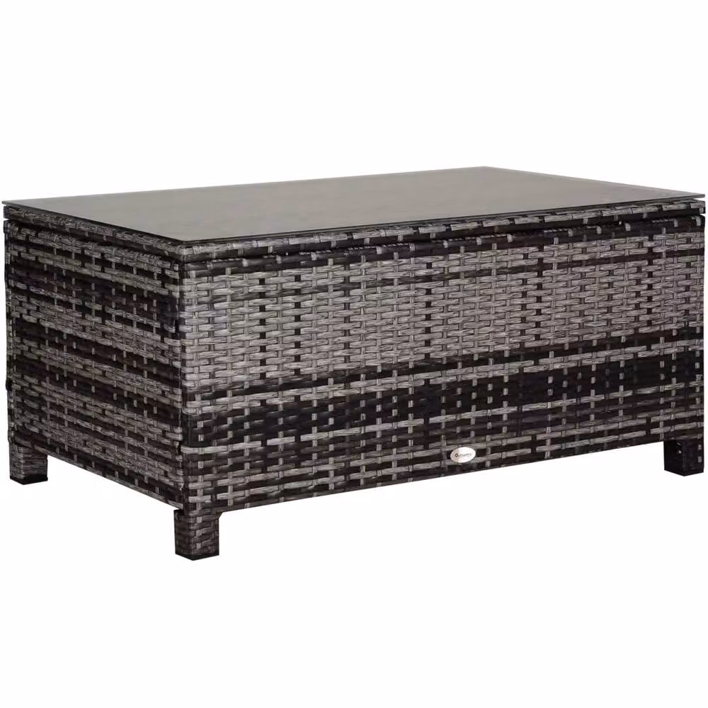 Wyld Haus Lolifi Grey Rattan Outdoor Coffee Table with Tempered Glass Top – 2