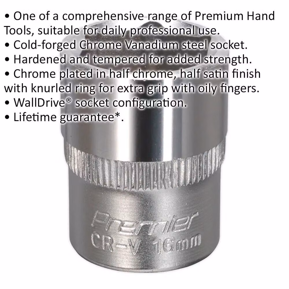 Loops 16mm Forged Steel Drive Socket 3/8 inch Square Drive Chrome Vanadium in Silver – 2