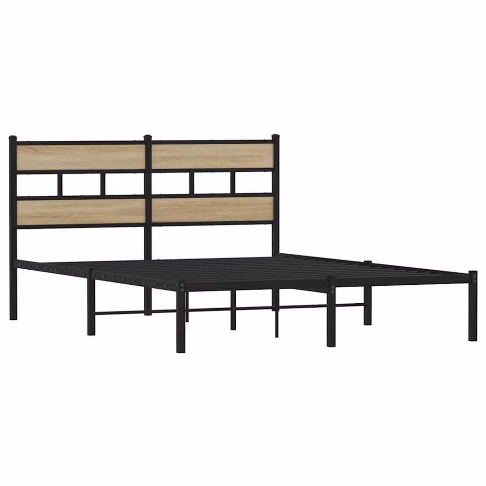 Berkfield Home Metal Bed Frame in Sonoma Oak Brown, W/D/H: 140 x 190 cm – 3