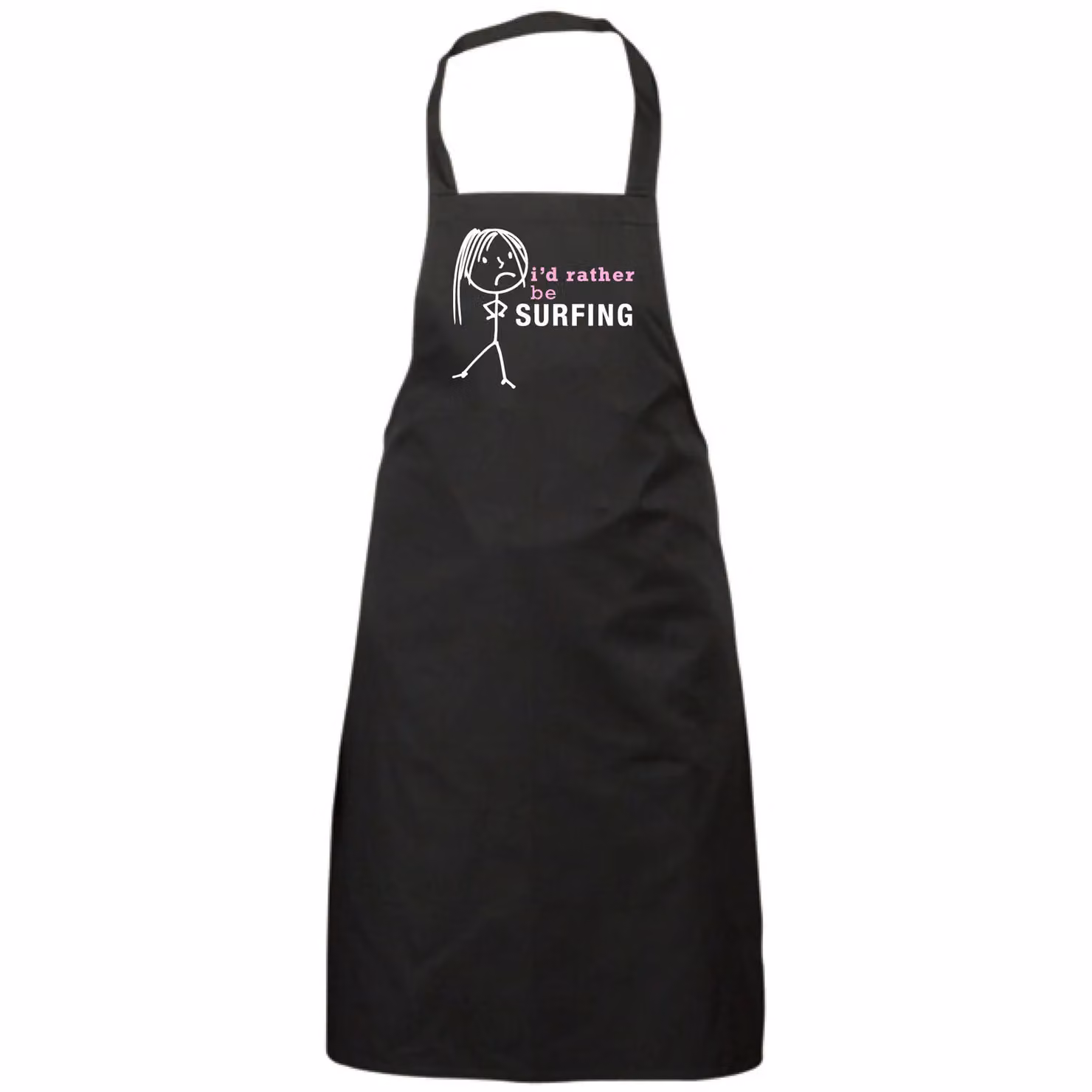 60 SECOND MAKEOVER Women's I'd Rather Be Surfing Apron in Black – 2