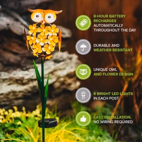 LIVIVO Owl-shaped LED Solar Garden Light in Yellow and White – 5