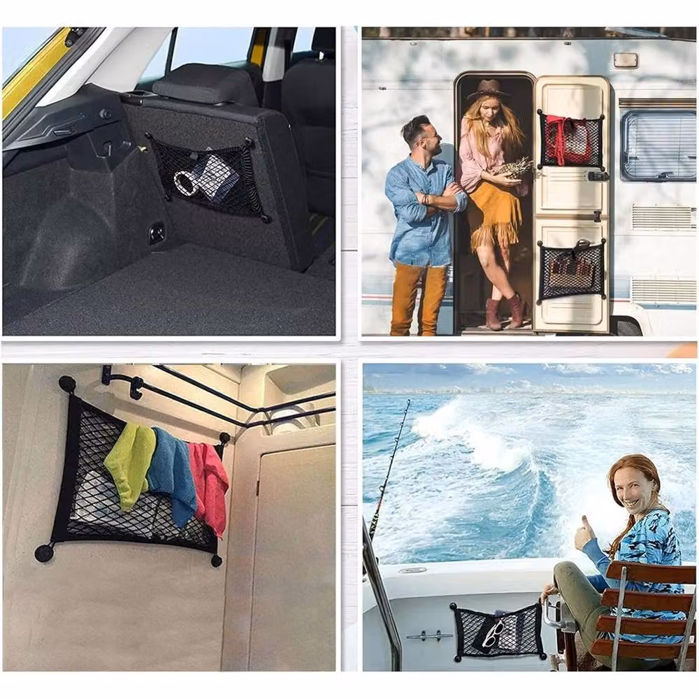 Nordara 4x Camper Van Storage Net Pocket Organiser Holder for VW T4 T5 T6, Black – 5