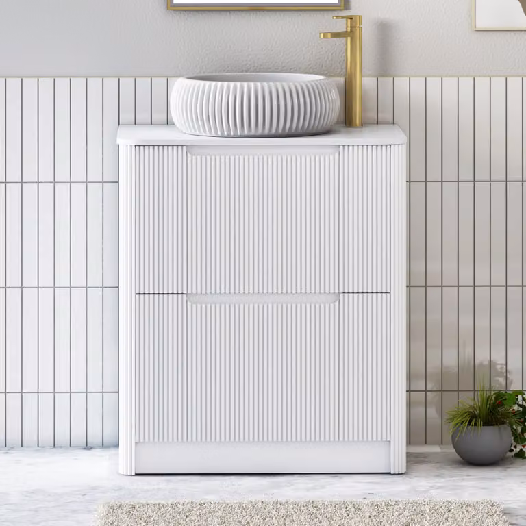 Royal Bathrooms Avenza 600mm Matt White Floor Standing 2 Drawer Vanity Unit with Milan Basin