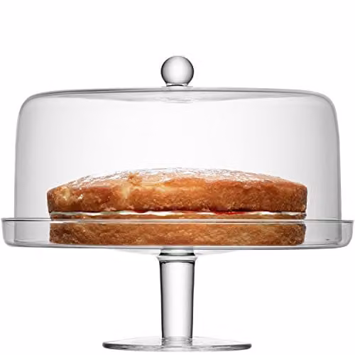 LSA International Klara Round Glass Cakestand and Cover, Transparent, Diameter: 33 cm