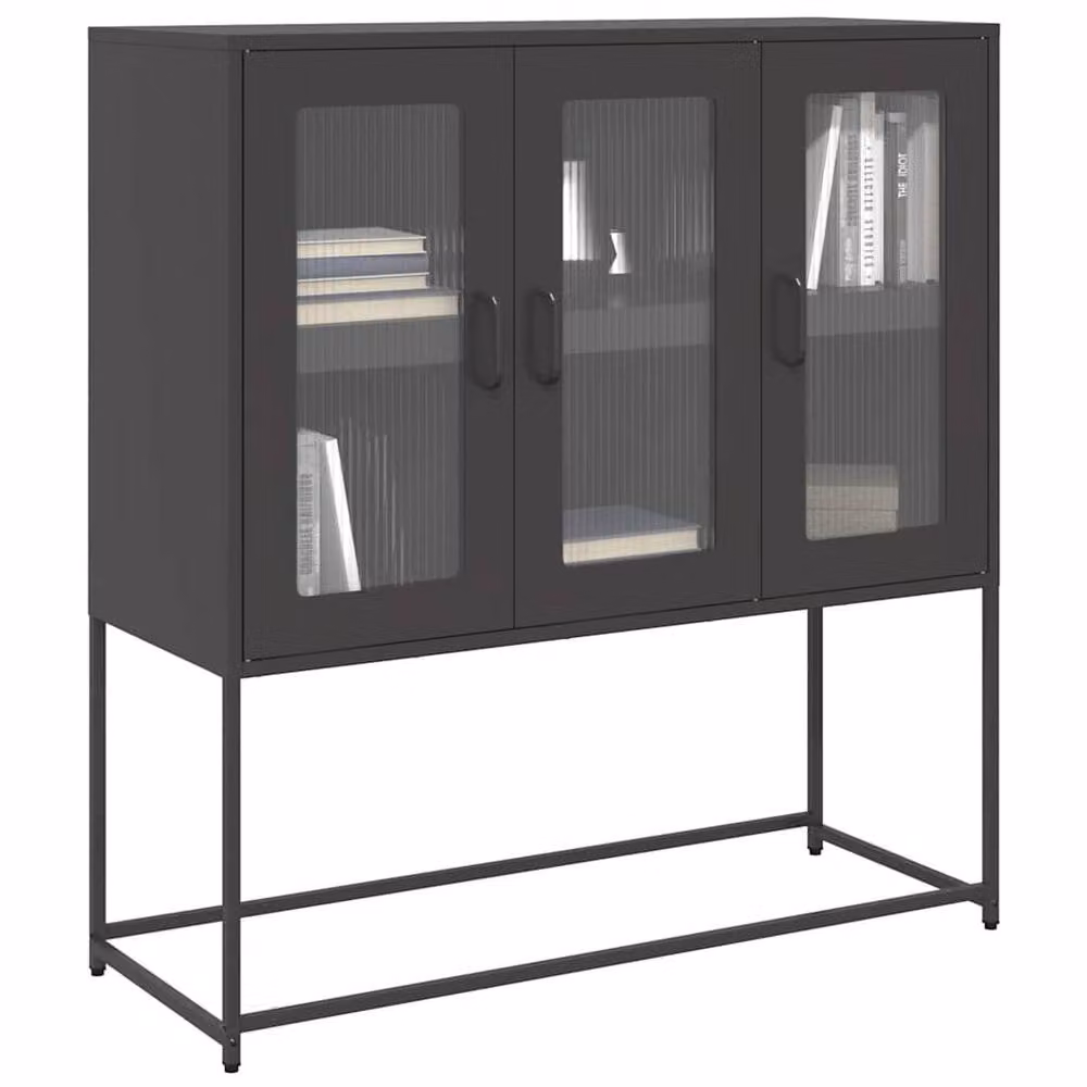 Berkfield Home Black Matt Cold-rolled Steel Sideboard W/D/H: 100.5 x 39 x 107 cm – 2
