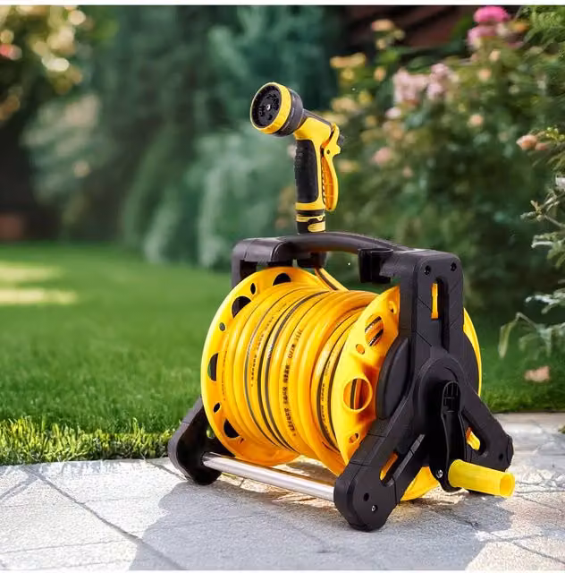 Garden Sanctuary Portable Watering Hose Reel Set, 35m, Yellow